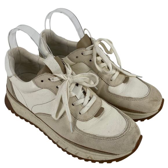 Madewell Shoes - Madewell Kickoff Trainer women 7.5 Neutral Colorblock Leather laceup Sneakers